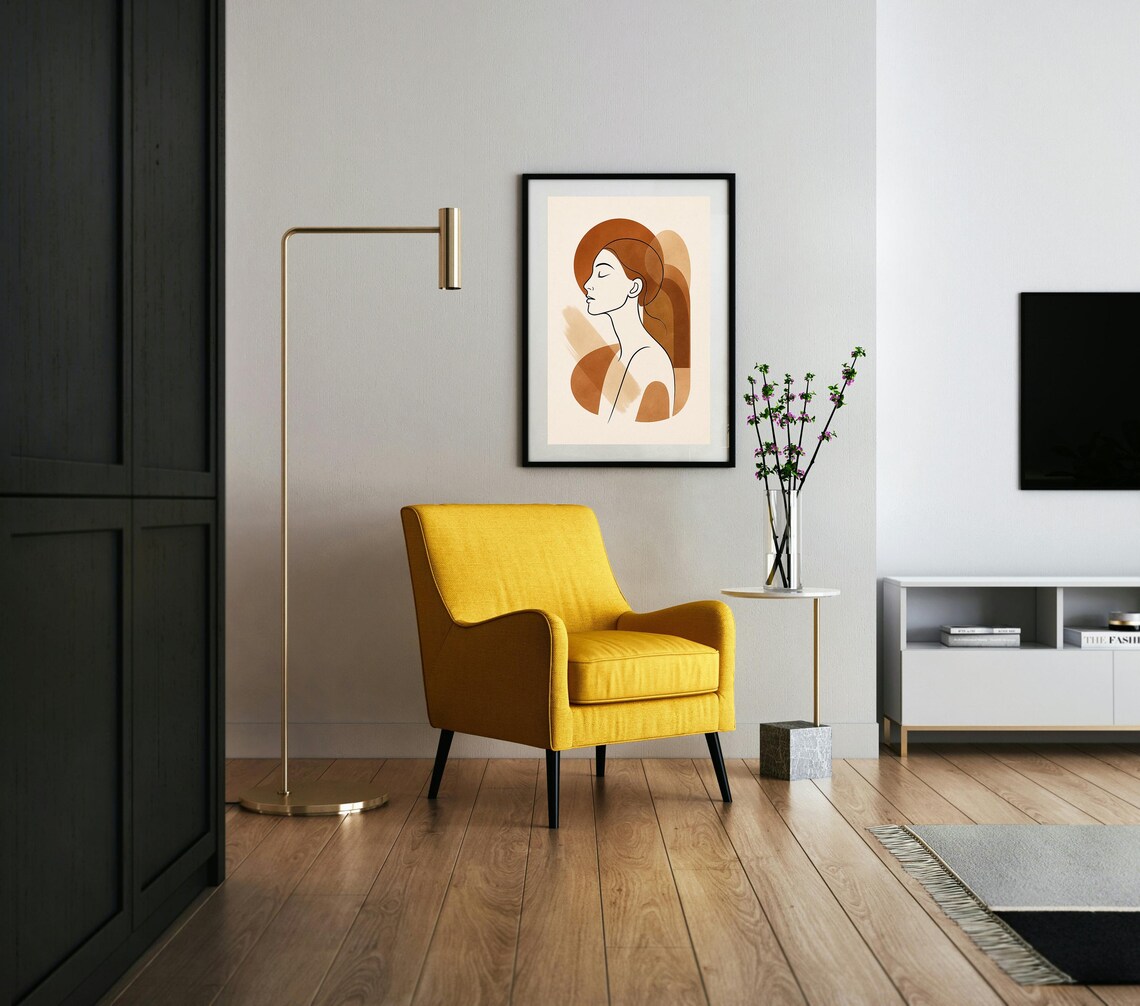 Boho Line Art Woman Print Scandinavian Minimalist Decor