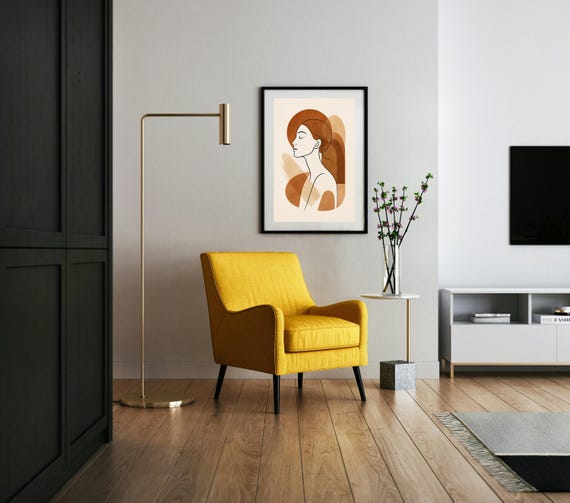 Boho Line Art Woman Print Scandinavian Minimalist Decor