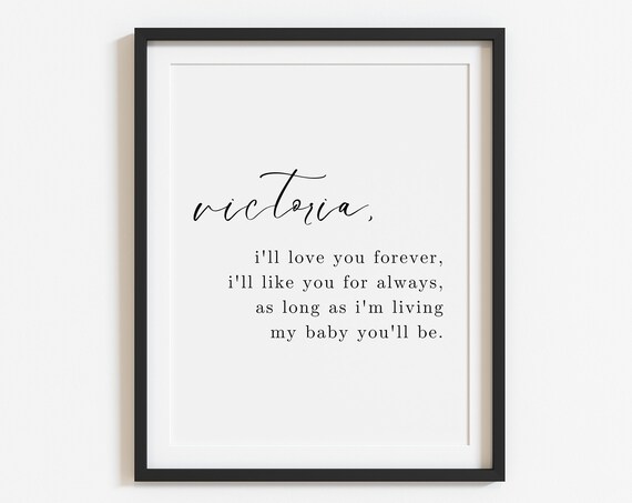 Personalized Nursery Love Quote Script Custom Baby Name Framed Wall Art