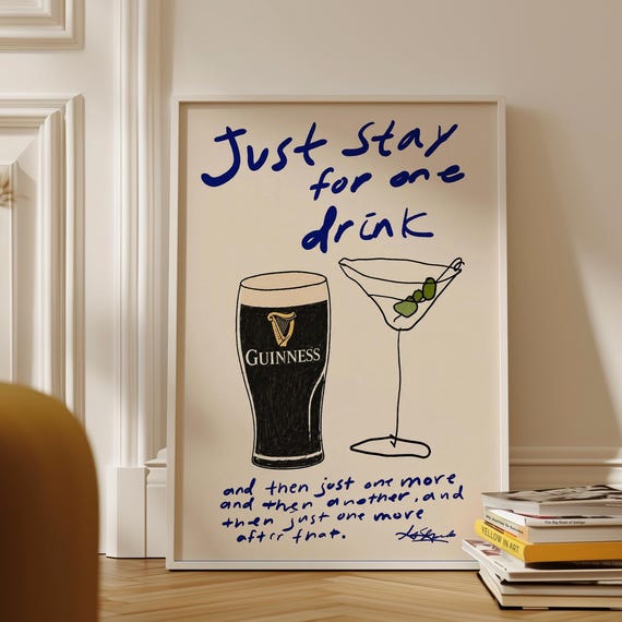 Funny Bar Cart Cocktail Quote Poster, Kitchen Decor