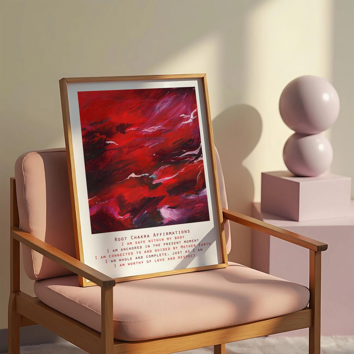 Root Chakra Affirmations Red Abstract Spiritual Typography Poster
