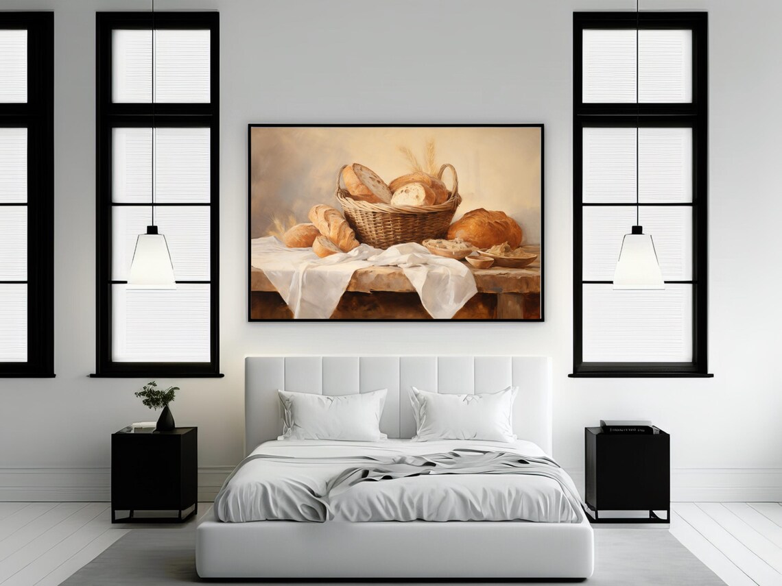 Bread Still Life Painting, Rustic Kitchen Art Print - Image 2