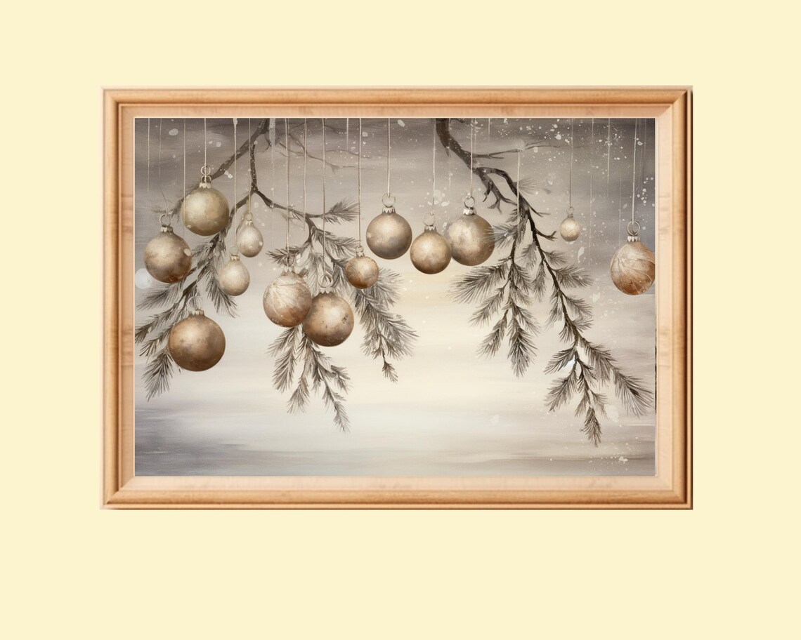 Vintage Christmas Ornaments, Rustic Still Life
