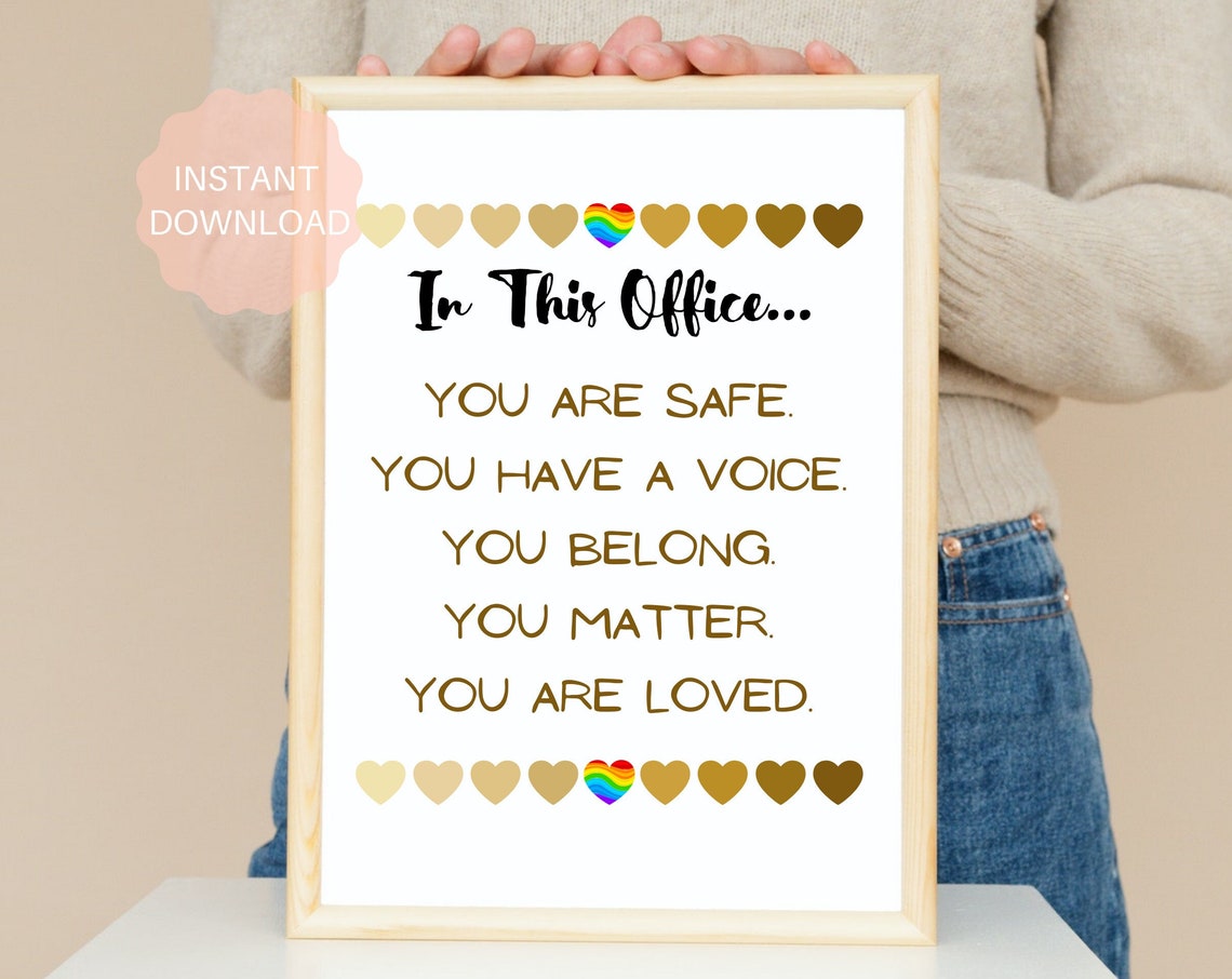 In This Office You Are Safe Affirmations Gold Typography Sign Poster - Image 7