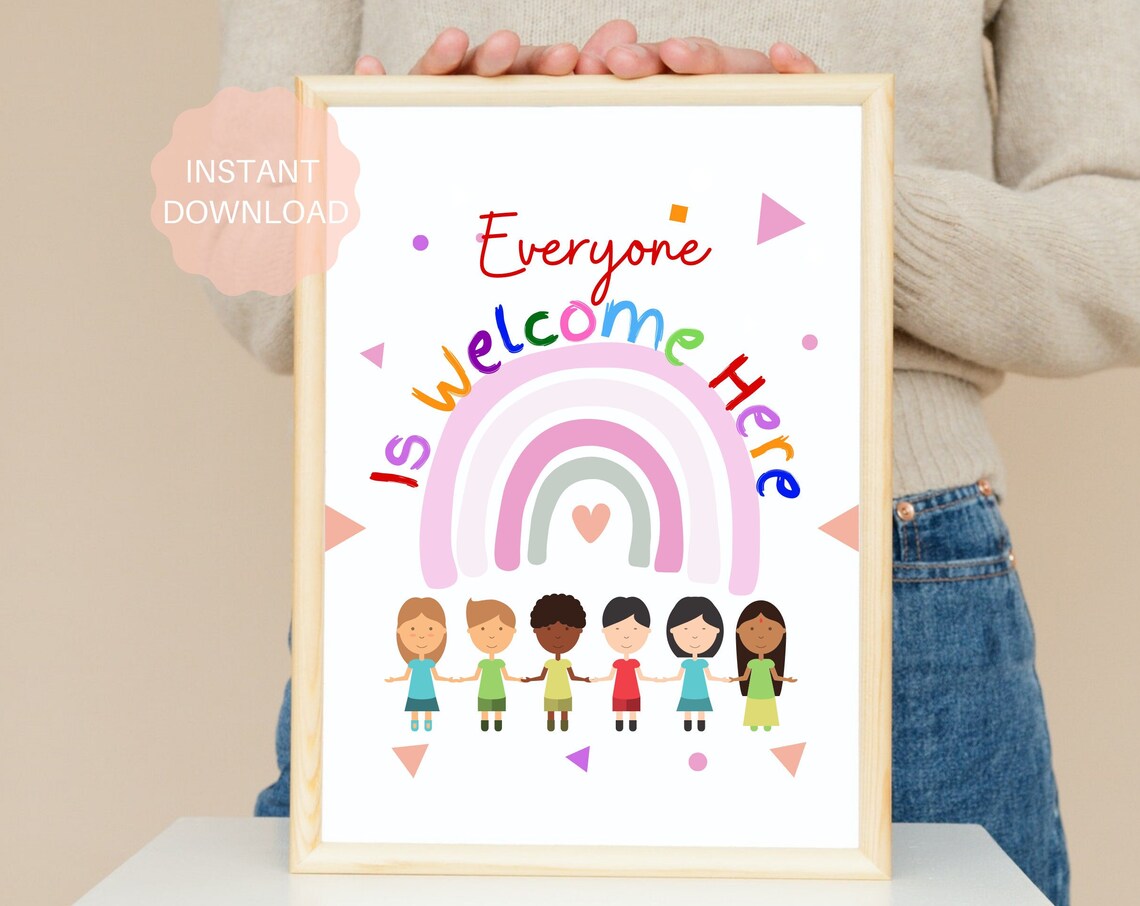 Everyone Is Welcome Here Boho Diversity Poster - Image 7