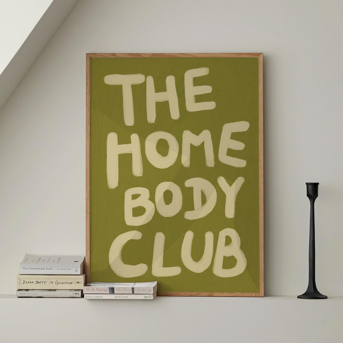 The Home Body Club Olive Green Hand Painted Calm Lettering Poster