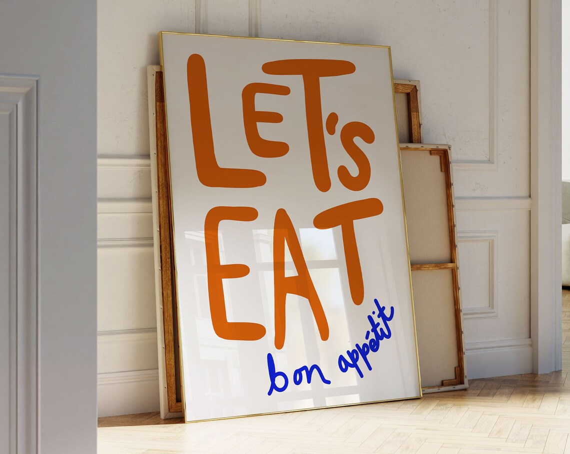 Lets Eat Bon Appetit Maximalist Kitchen Art Print