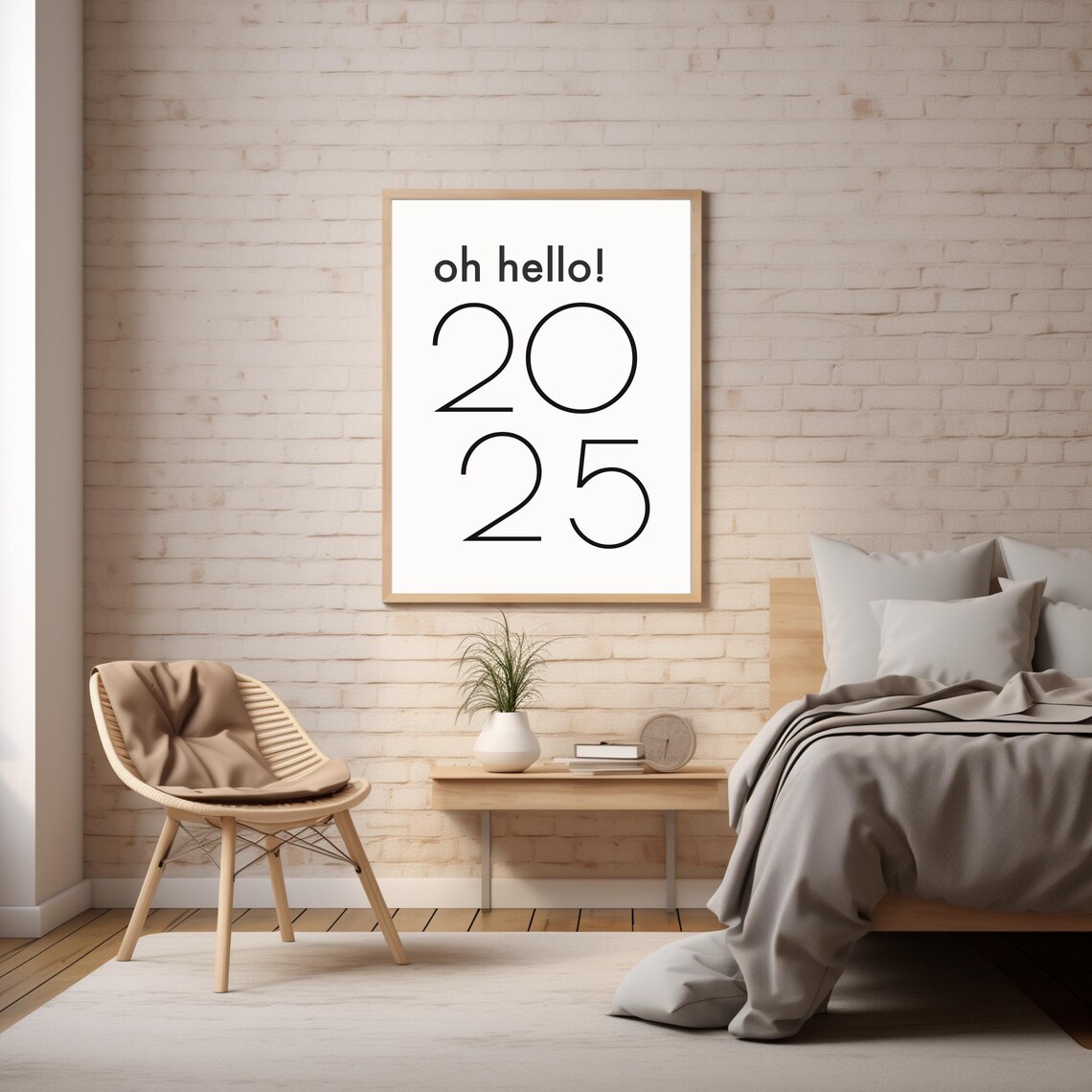 Oh Hello 2025 Minimal Black Typography New Year Eve Party Poster - Image 3