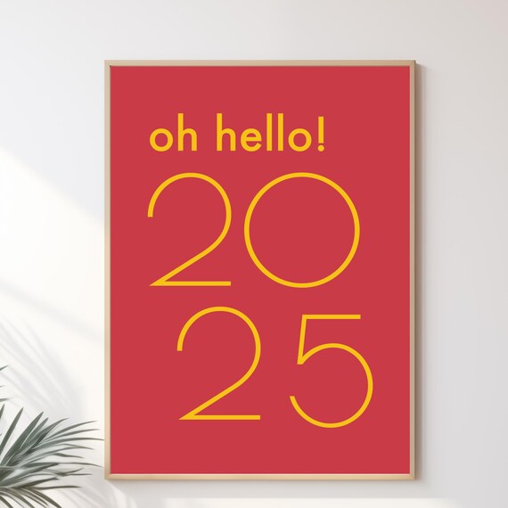 Happy New Year 2025 I Festive Home Decor I New Year Eve Wall Art I Party Home Decor I Typography Art I