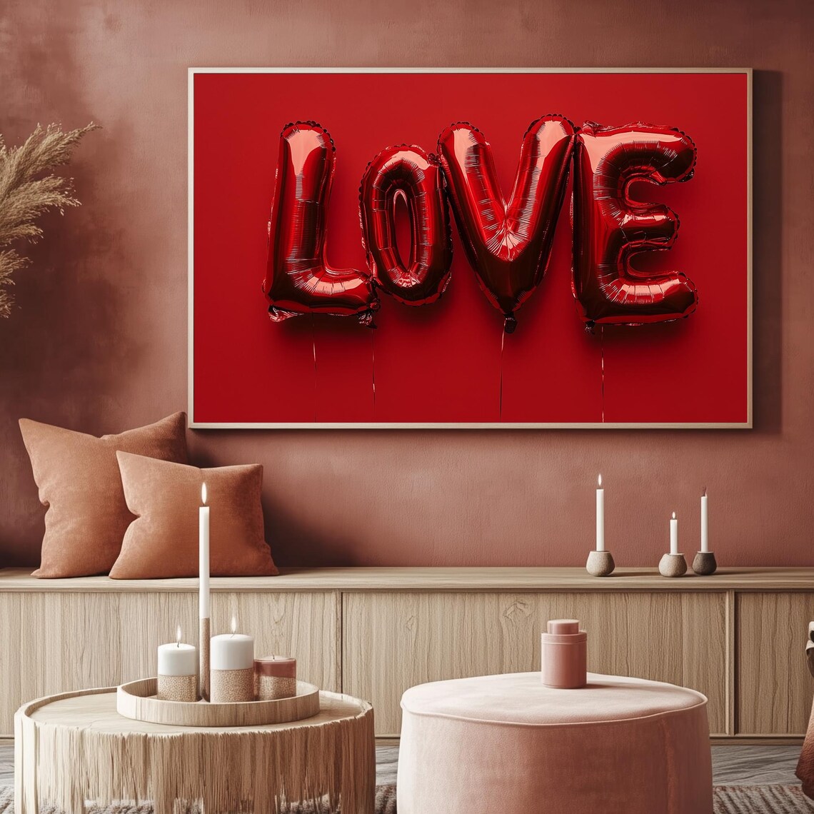 Love Foil Letter Balloons Valentines Day Romantic Art Frame TV Poster - Image 3