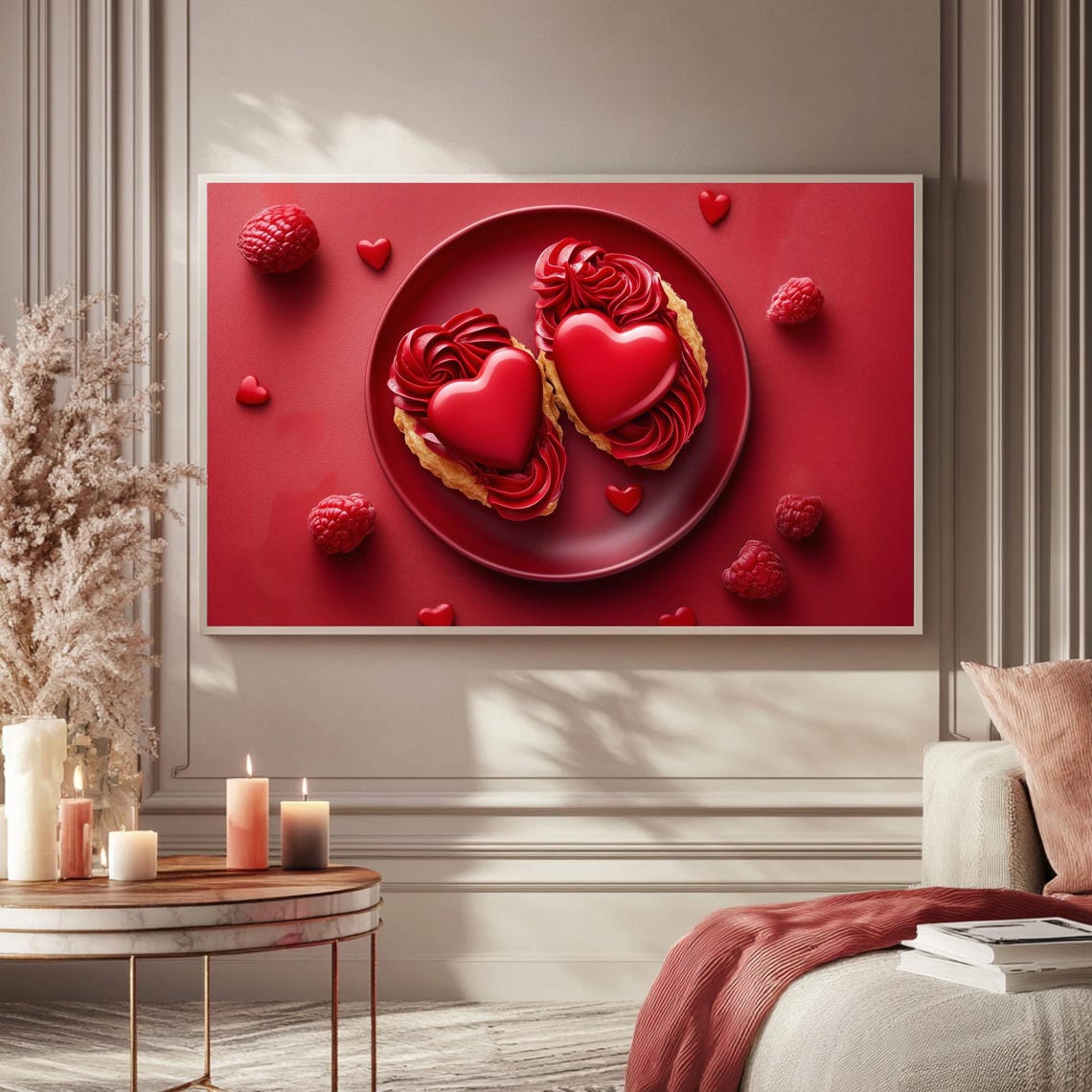 Red Heart Pastries Valentines Day Plate Dessert Art Frame TV Poster - Image 5