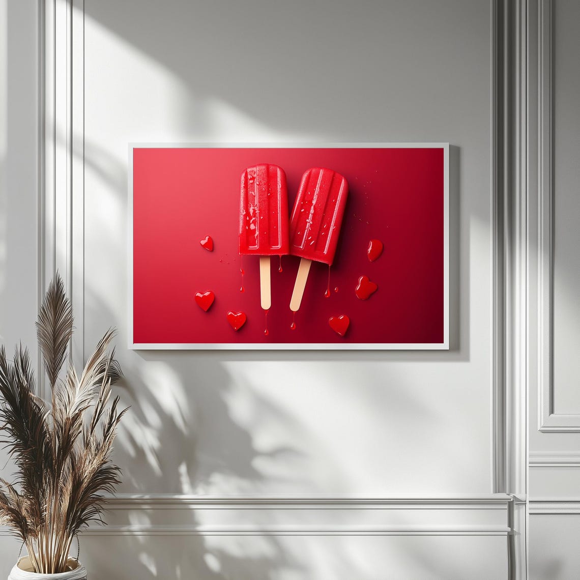 Red Heart Popsicles Flat Lay Valentines Day Dessert Art TV Poster - Image 4