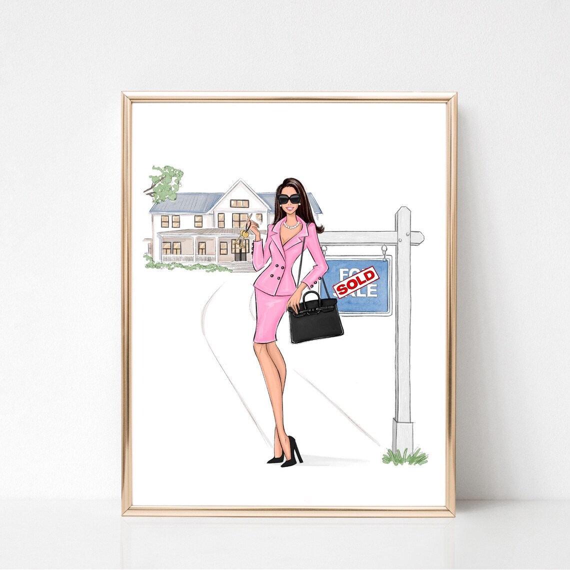 Personalized Real Estate Agent Fashion Sketch Print - Image 2