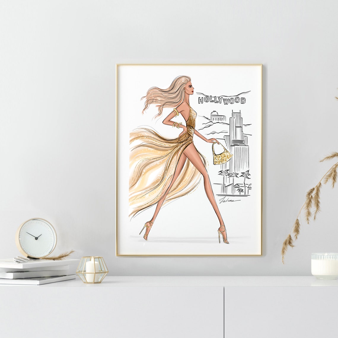 Girl In Hollywood Art Print Fashion Illustration Summer Fashion Wall Art Girly Wall Decor Fashion Bedroom Prints Fashion Lover Gift - Image 3