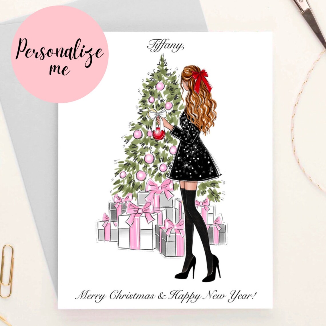 Personalized Christmas Greeting Card Fashion Illustration - Image 5