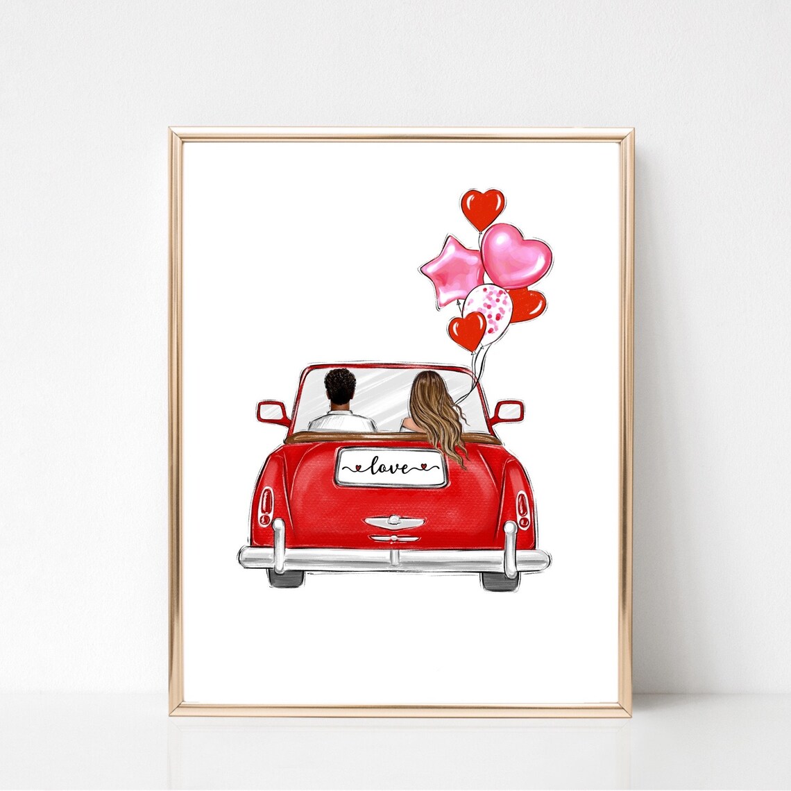 Love Fashion Couple in Car, Valentine Art Print - Image 5