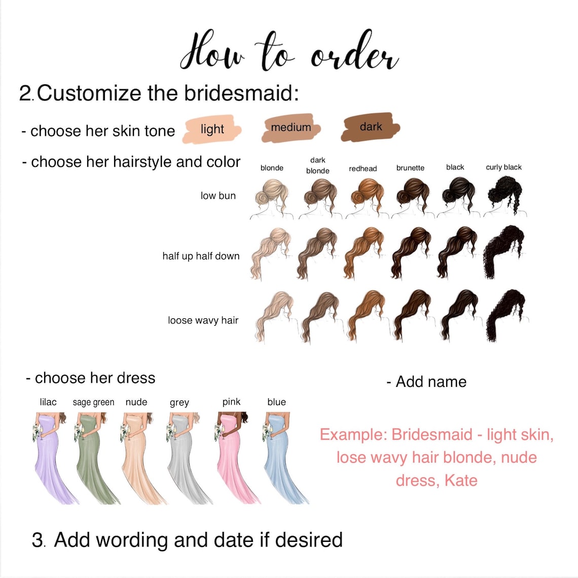 Custom Bridesmaid Illustration, Bridal Party Art Print - Image 2