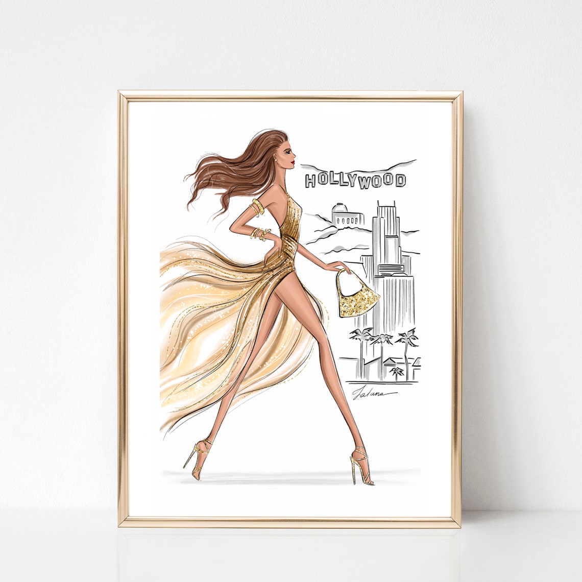Girl In Hollywood Art Print Fashion Illustration Summer Fashion Wall Art Girly Wall Decor Fashion Bedroom Prints Fashion Lover Gift - Image 4