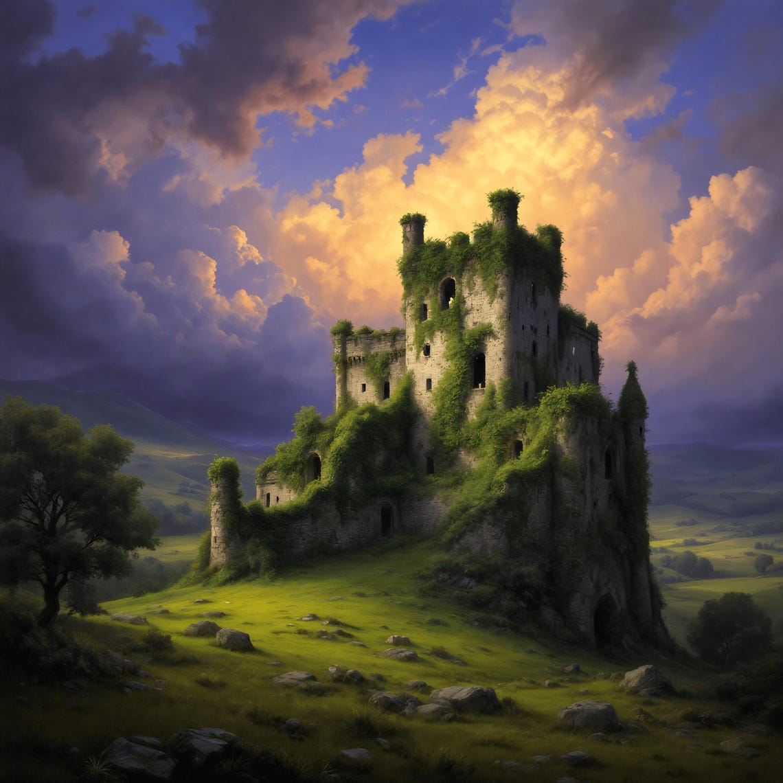 Enchanted Castle Ruins Print Mystical Fantasy Castle Wall Art Medieval Castle Landscape Wall Dcor Gothic Castle - Image 3