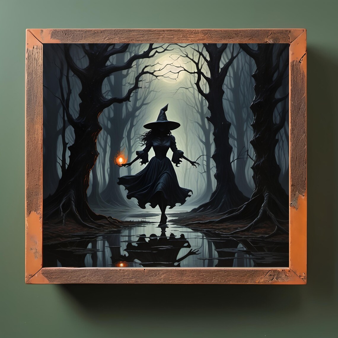 Halloween Witch In Twisted Forest, Gothic Decor - Image 2