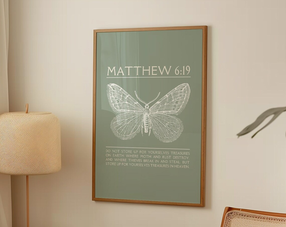 Matthew 6:19 Vintage Christian Art Poster