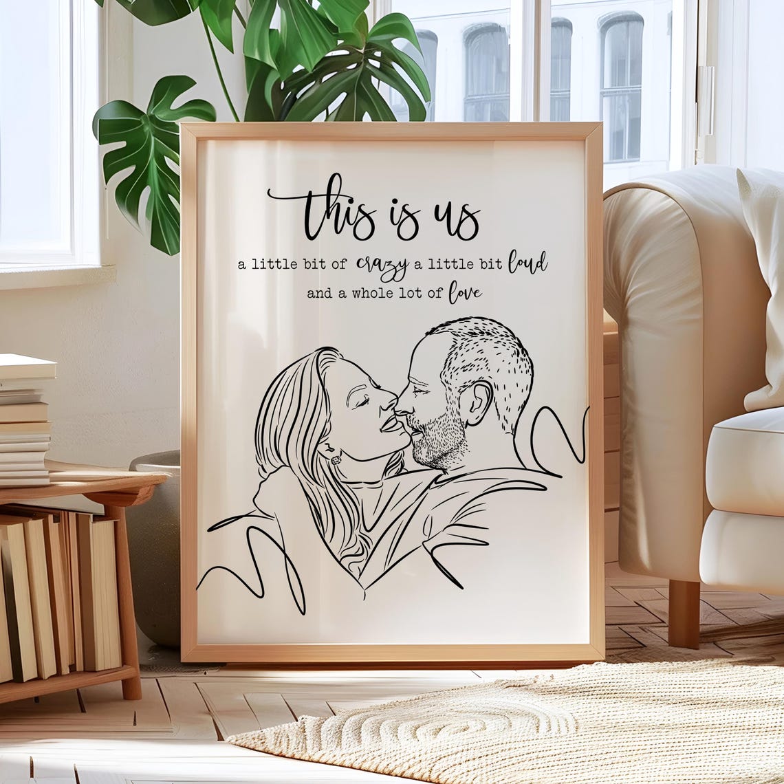 This Is Us Kissing Couple Custom Line Art Quote With Love Text Poster