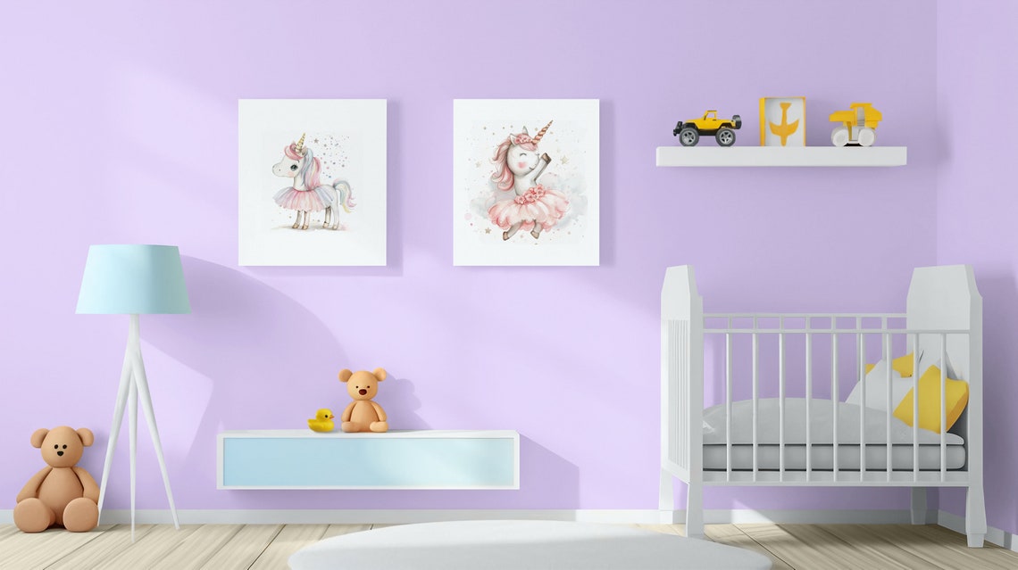 Unicorn Print Girls Nursery Wall Art Cute Unicorn Nursery Decor Unicorn Nursery Print Baby Unicorn Nursery Art Ballet Dance Art - Image 2
