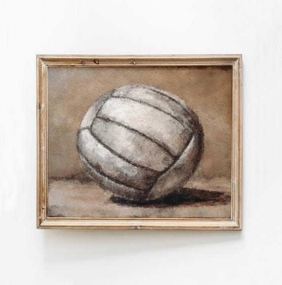 Vintage Volleyball Print Sports Room Painting Dorm Poster Kid Neutral Art Athlete Wall Modern Organic Decor Boy Bedroom