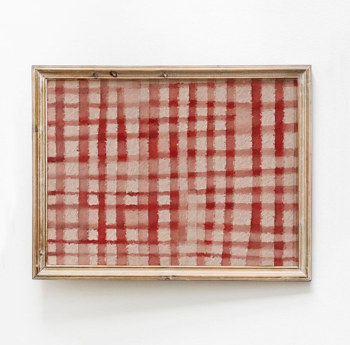 Red Checker Print Vintage Plaid Art Print