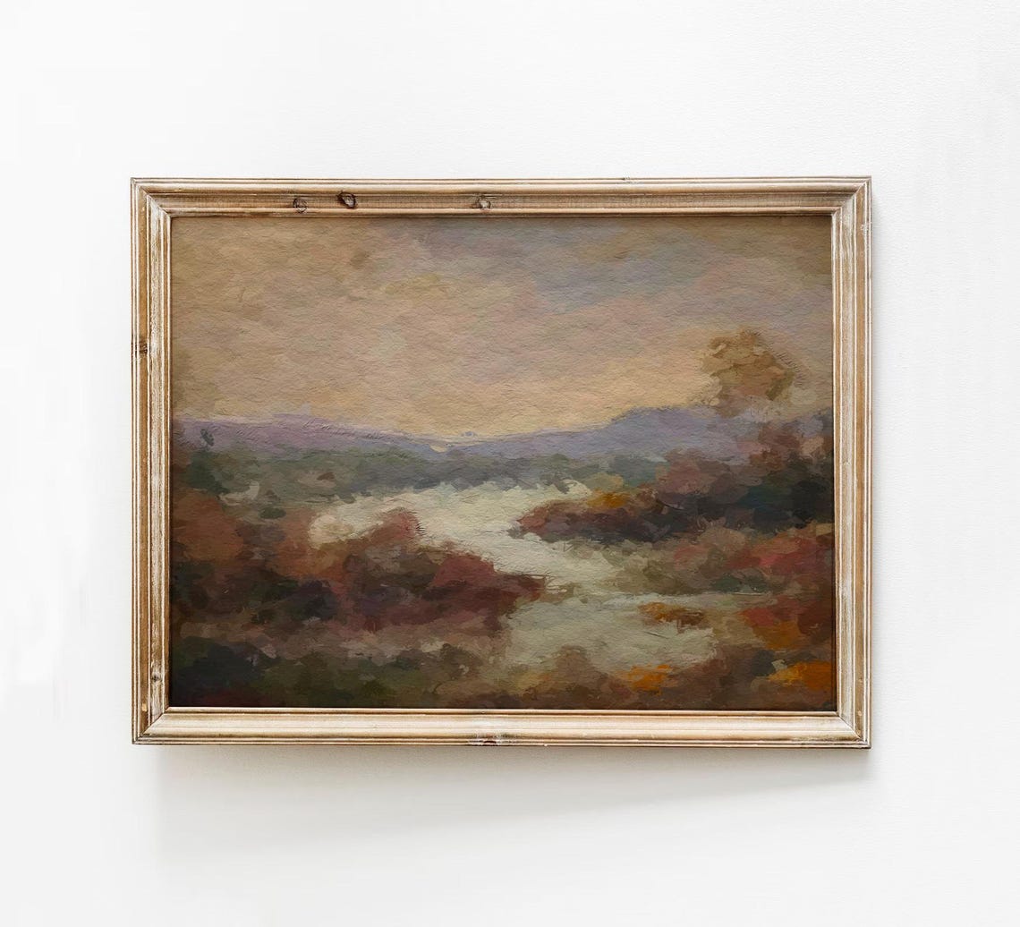 Autumn Landscape Print Moody Abstract Watercolor
