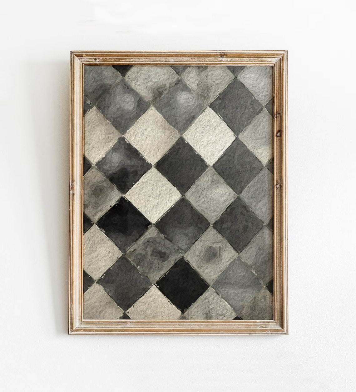 Dimond Checker Print Modern Checkered Moody Wall Art Trendy Abstract Gray Cute Instant