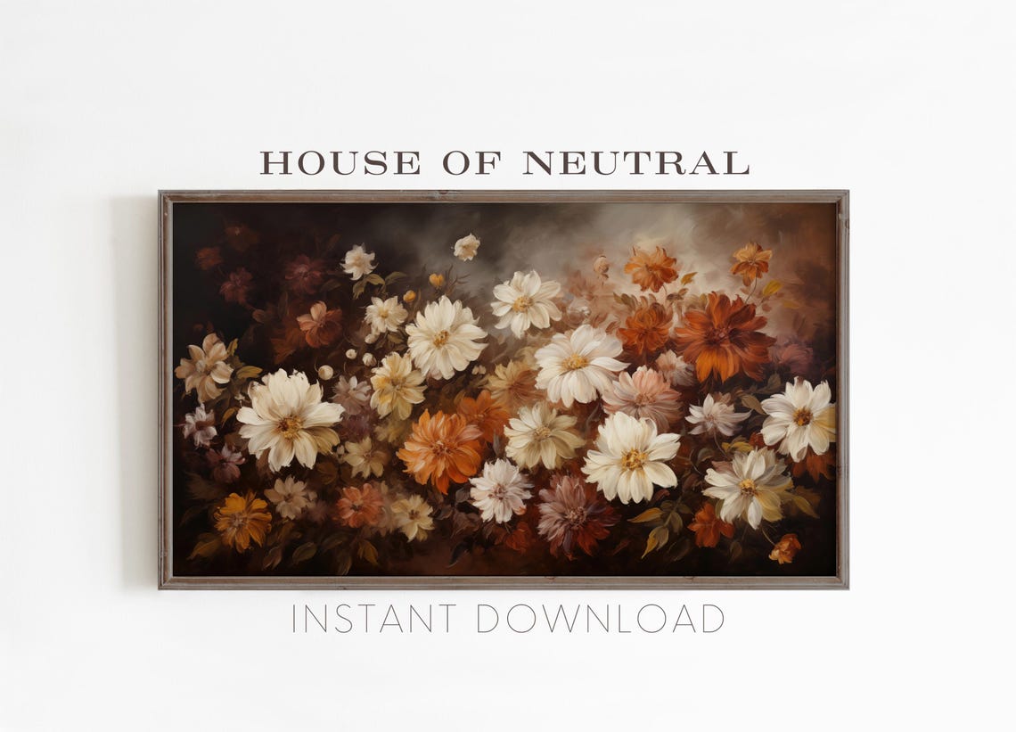 Frame Tv Art Fall Florals Dark Moody Fall Tv Art Rustic Fall Decor Vintage Flowers Autumn Fall Thanksgiving 169 Ratio Tv5