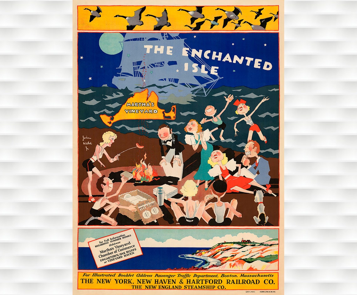 The Enchanted Isle Marthas Vineyard Clambake New Haven Railroad Poster
