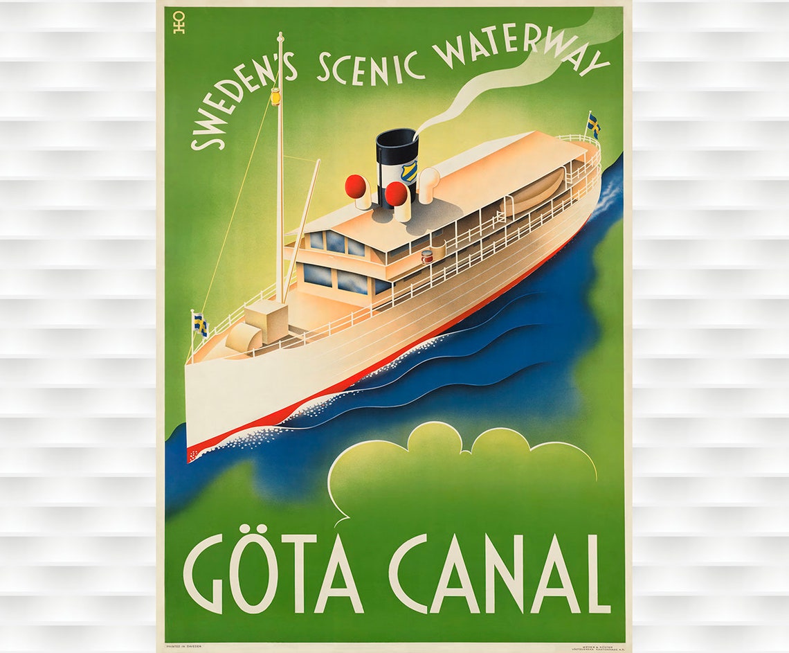 Sweden Gota Canal Vintage Travel Poster