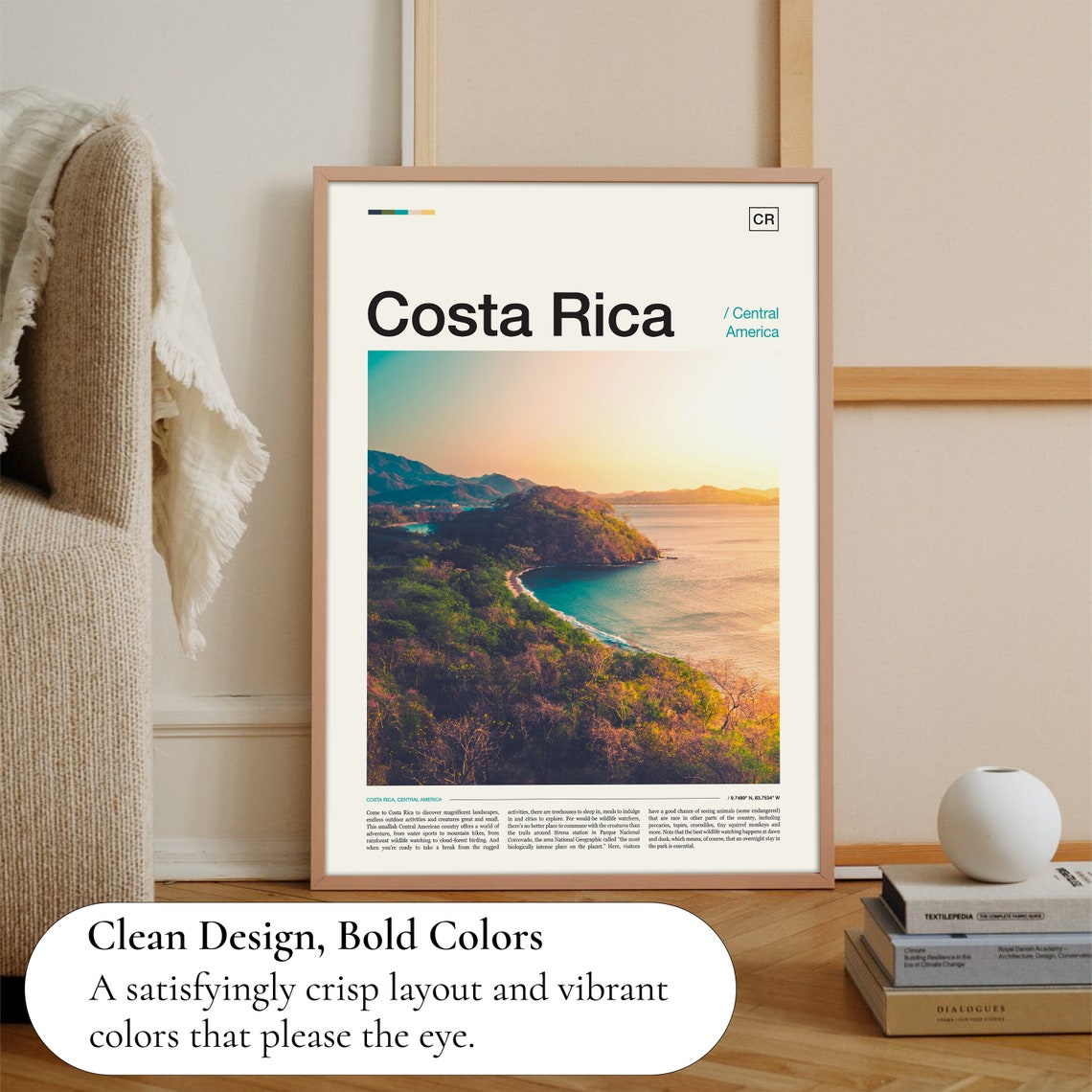 Costa Rica Sunset Coastline Jungle Bay Pacific Ocean Travel Poster - Image 3