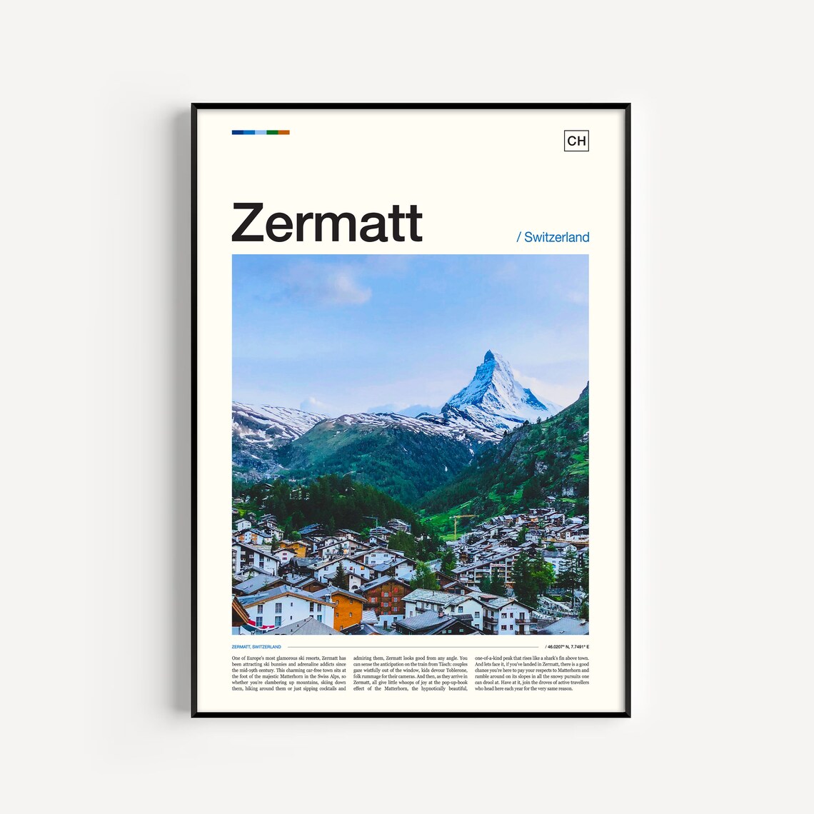 Zermatt Switzerland Matterhorn Alpine Village Peaks Travel Poster