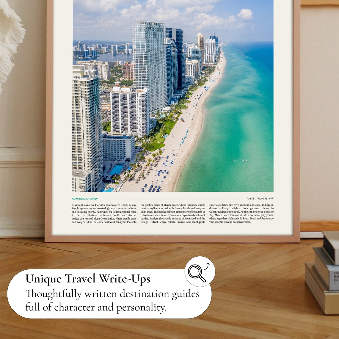 Miami Beach Florida Aerial Skyline Turquoise Ocean Sandy Beach Poster - Image 2