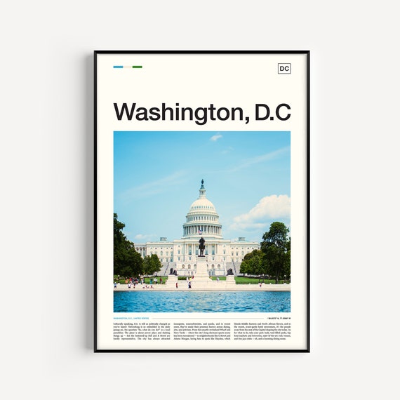 Washington DC Travel Poster, Skyline Wall Art