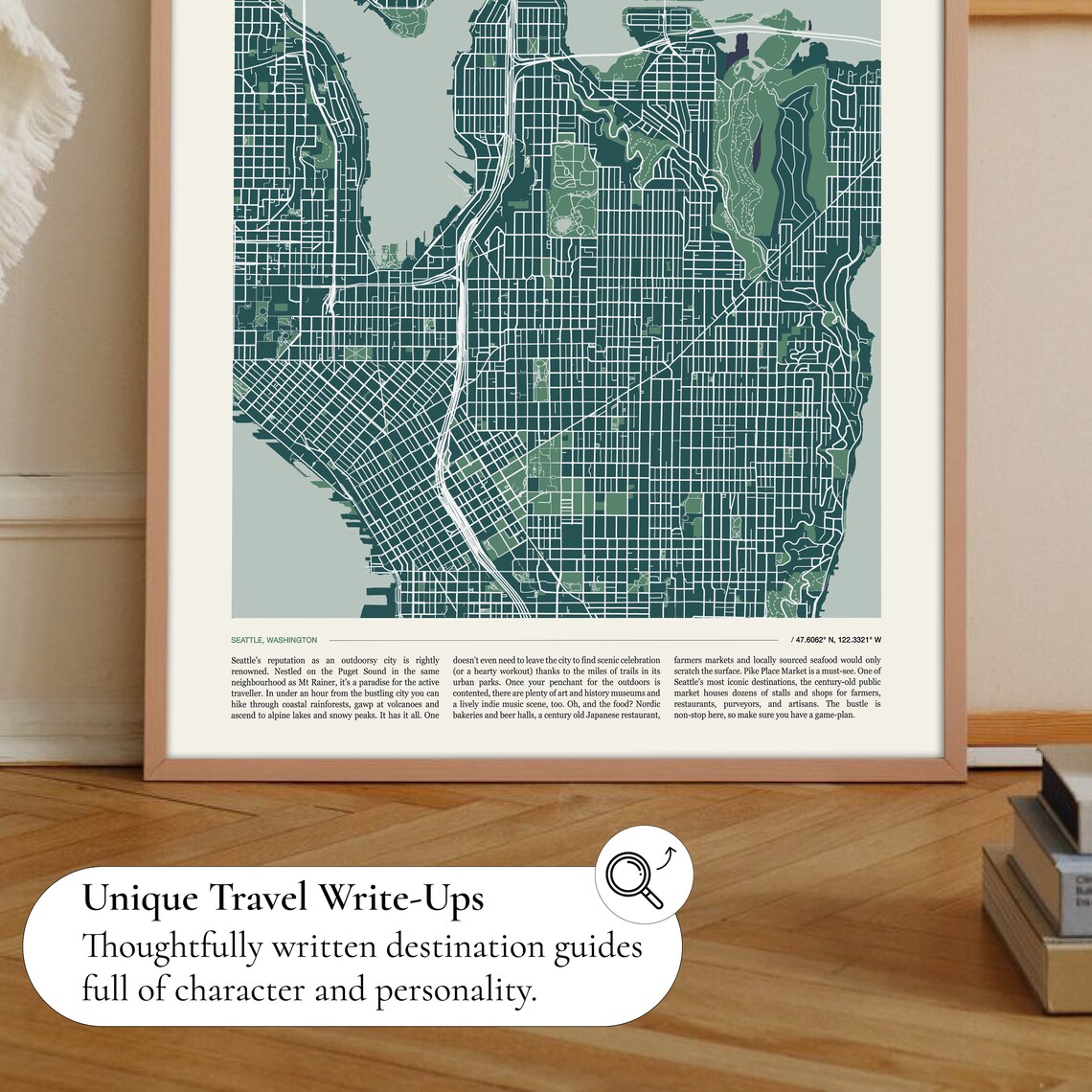 Seattle Washington Street Map Teal Green City Cartography Art Poster - Image 2