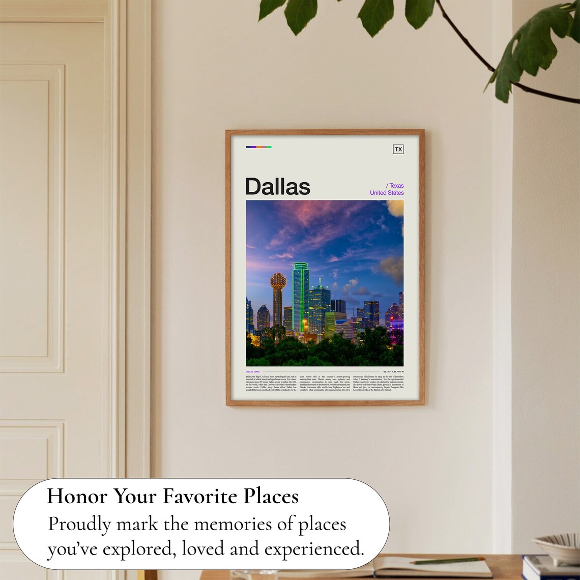 Dallas Texas Gift Travel Poster - Image 5