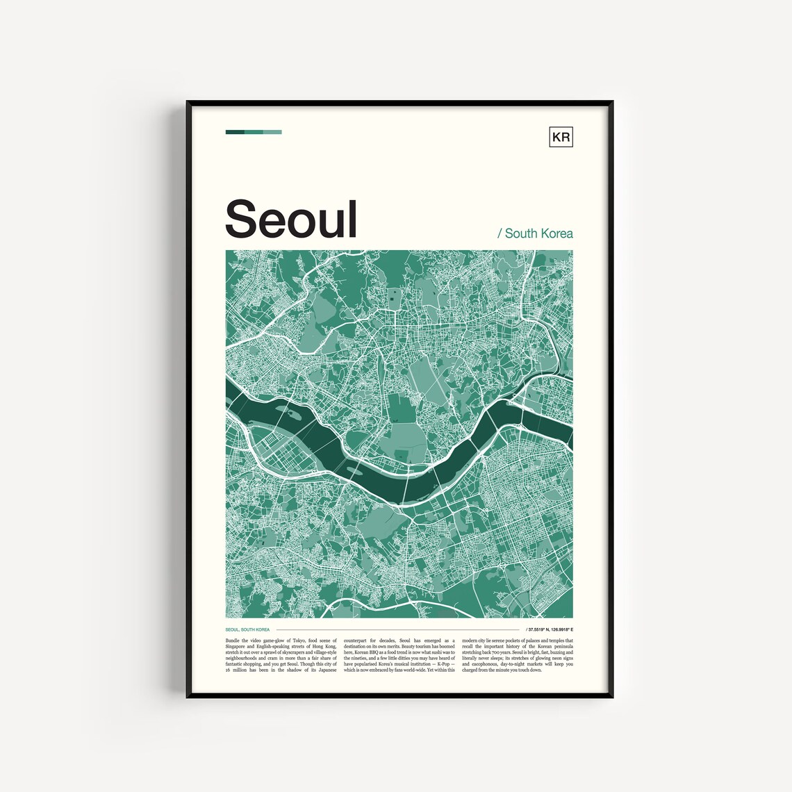 Seoul Map Print, Travel Poster for City Lovers