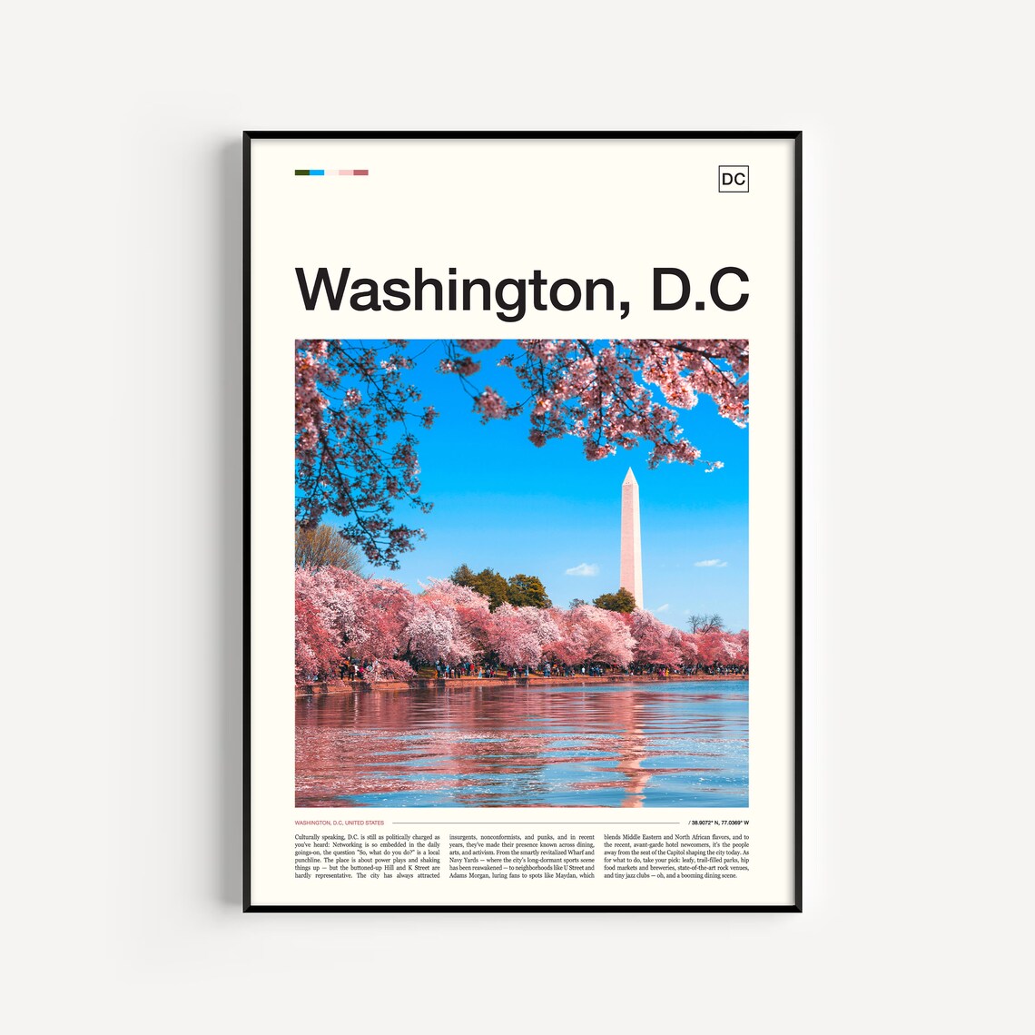 Washington DC Travel Poster, Capital City Wall Art