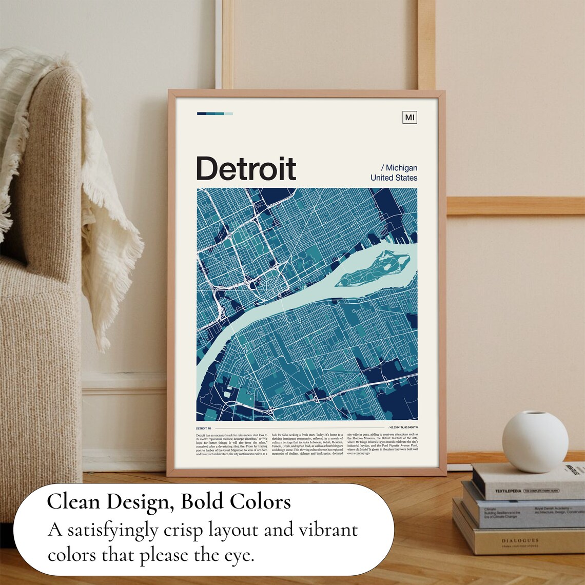 Detroit Map Print, Travel Poster for Home Walls - Image 3