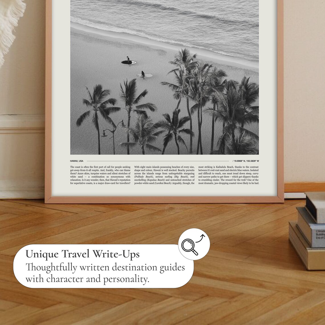 Hawaii Black and White Travel Poster, Wall Art Print - Image 2