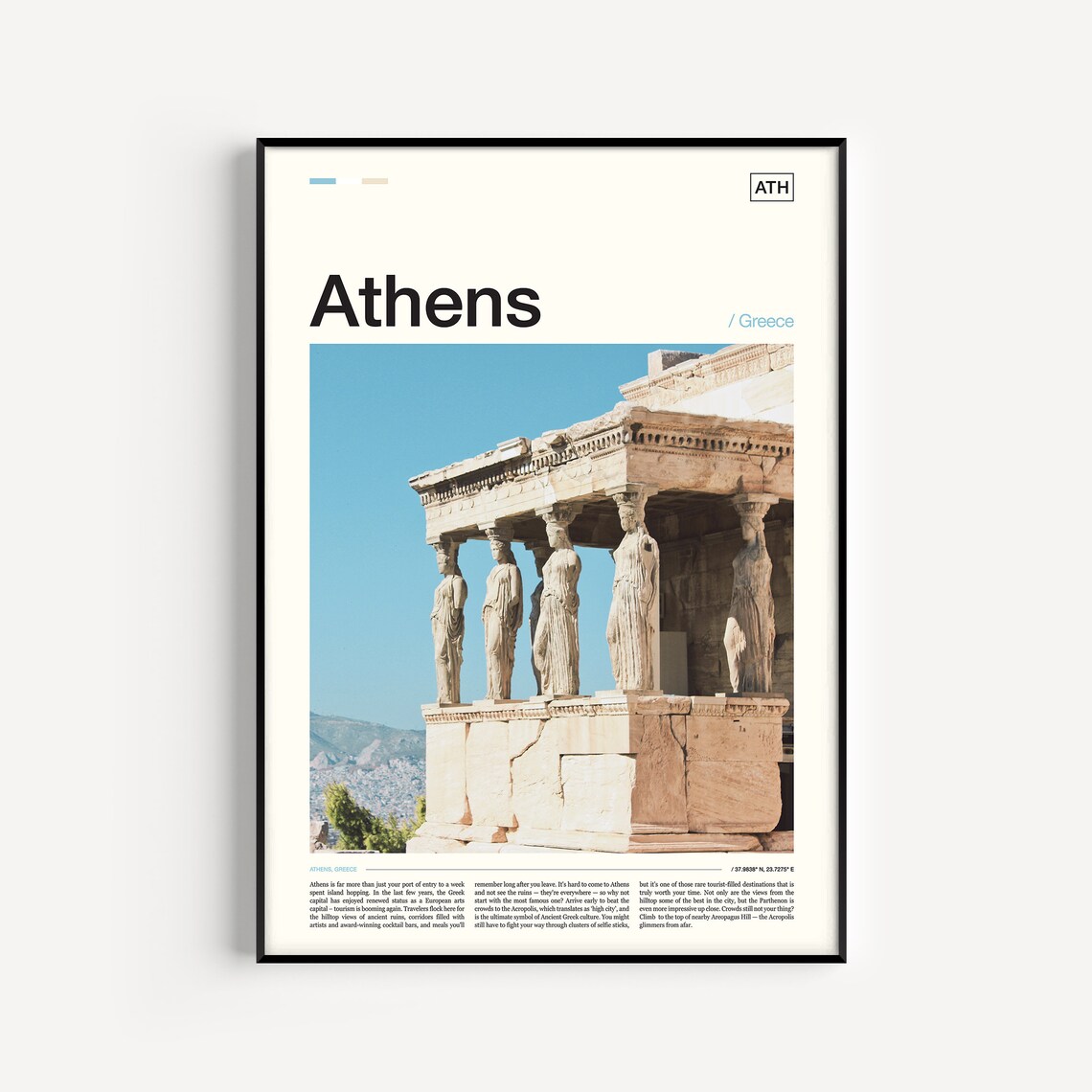 Athens Greece Travel Poster, Athens Wall Art