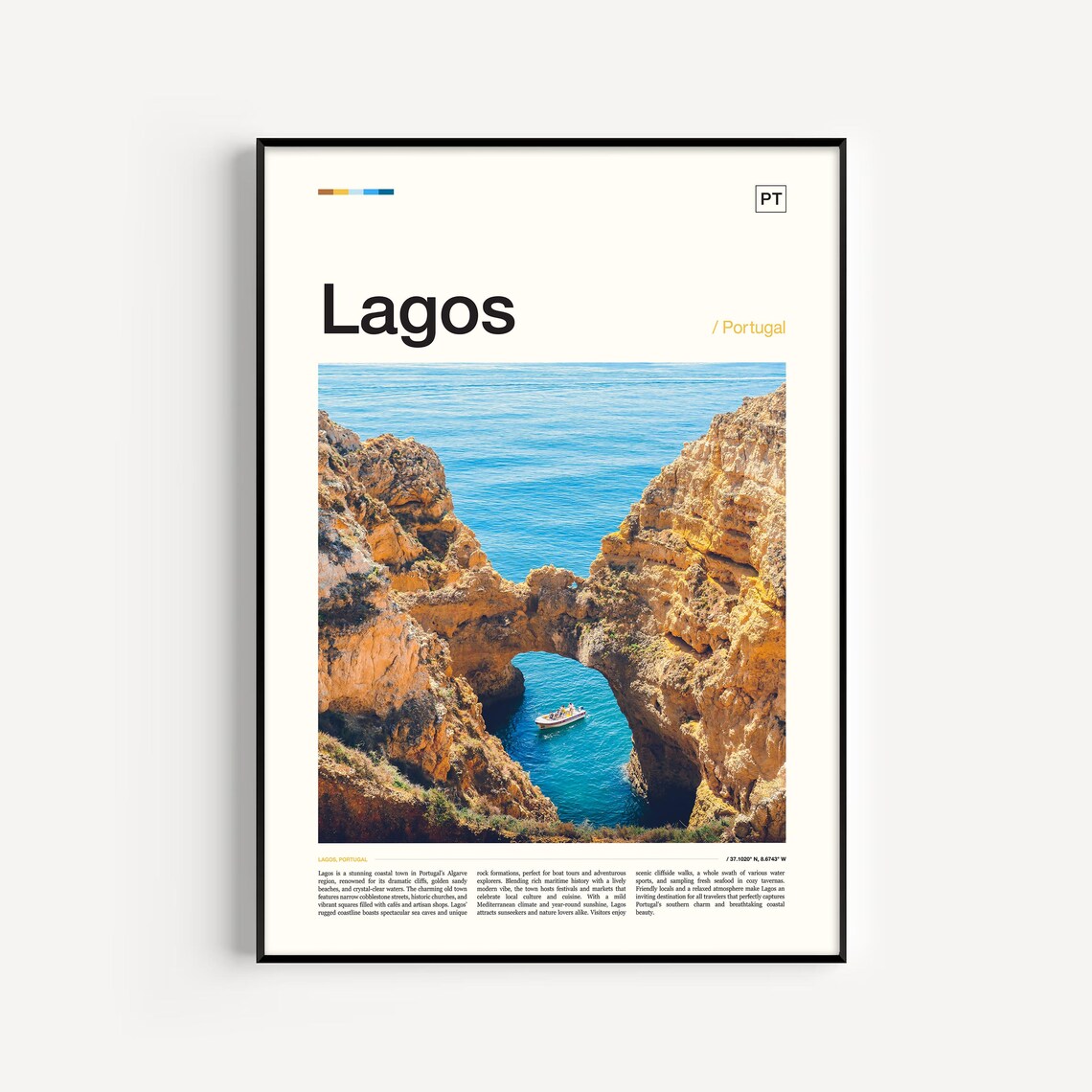 Lagos Portugal Algarve Coastal Cliffs Sea Arch Photo Travel Poster