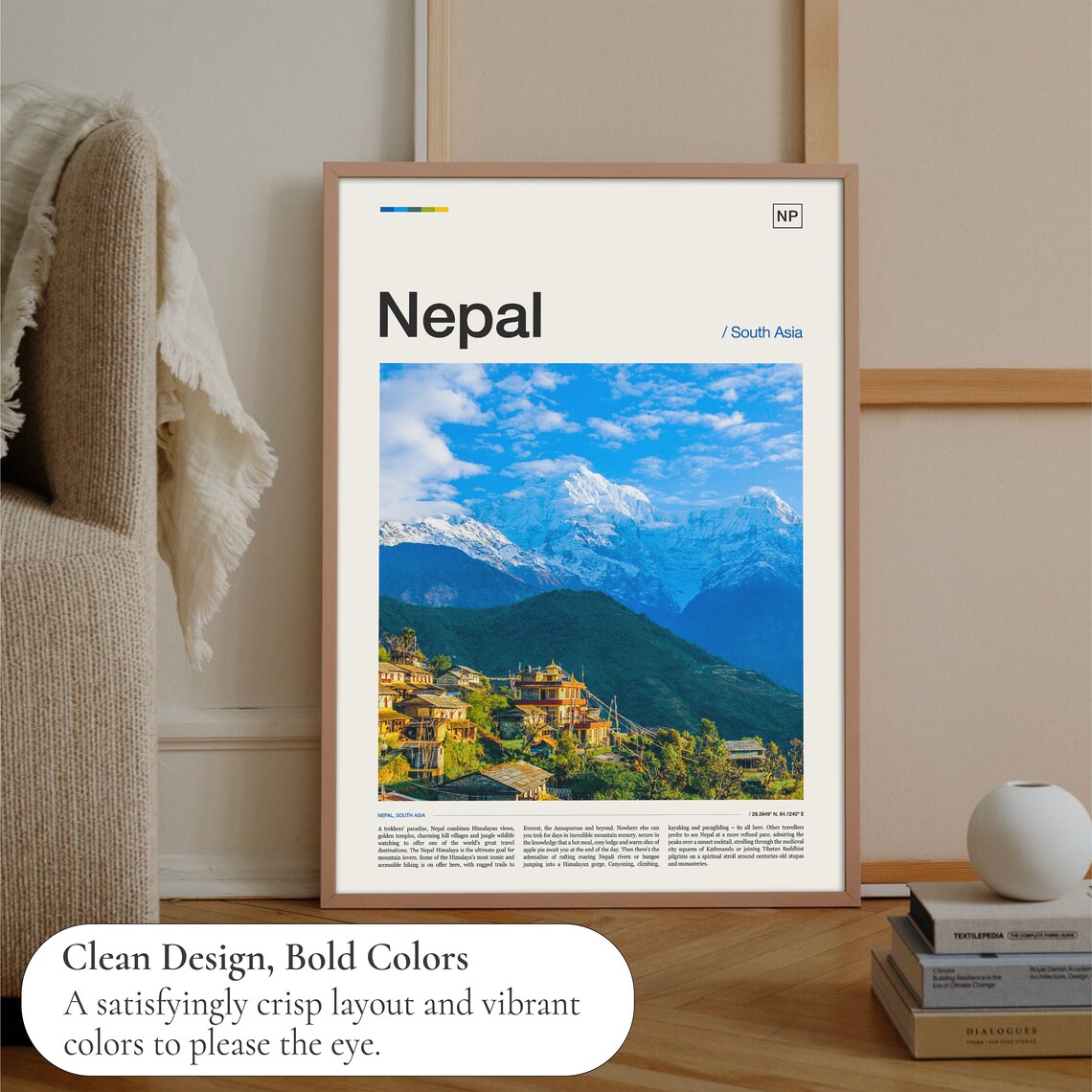 Nepal South Asia Himalayan Peaks Traditional Village Photo Poster - Image 3