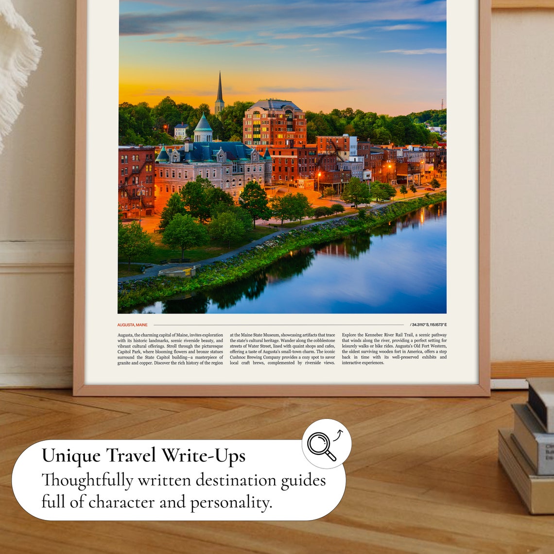 Augusta Maine Riverfront Sunset Historic City Reflection Photo Poster - Image 2