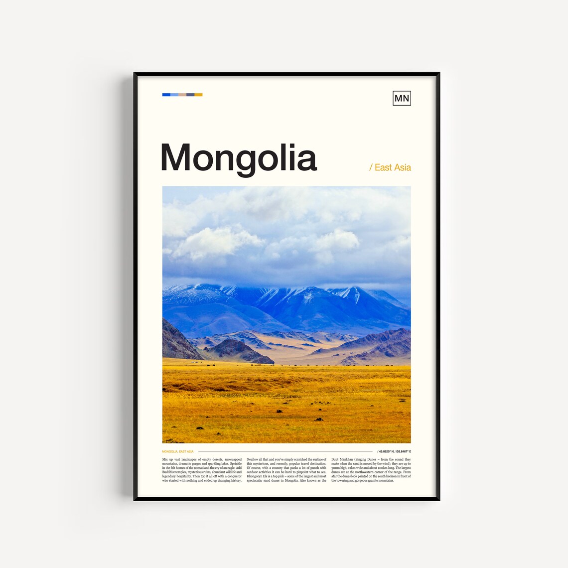 Mongolia Travel Poster, Mongolia Art Print
