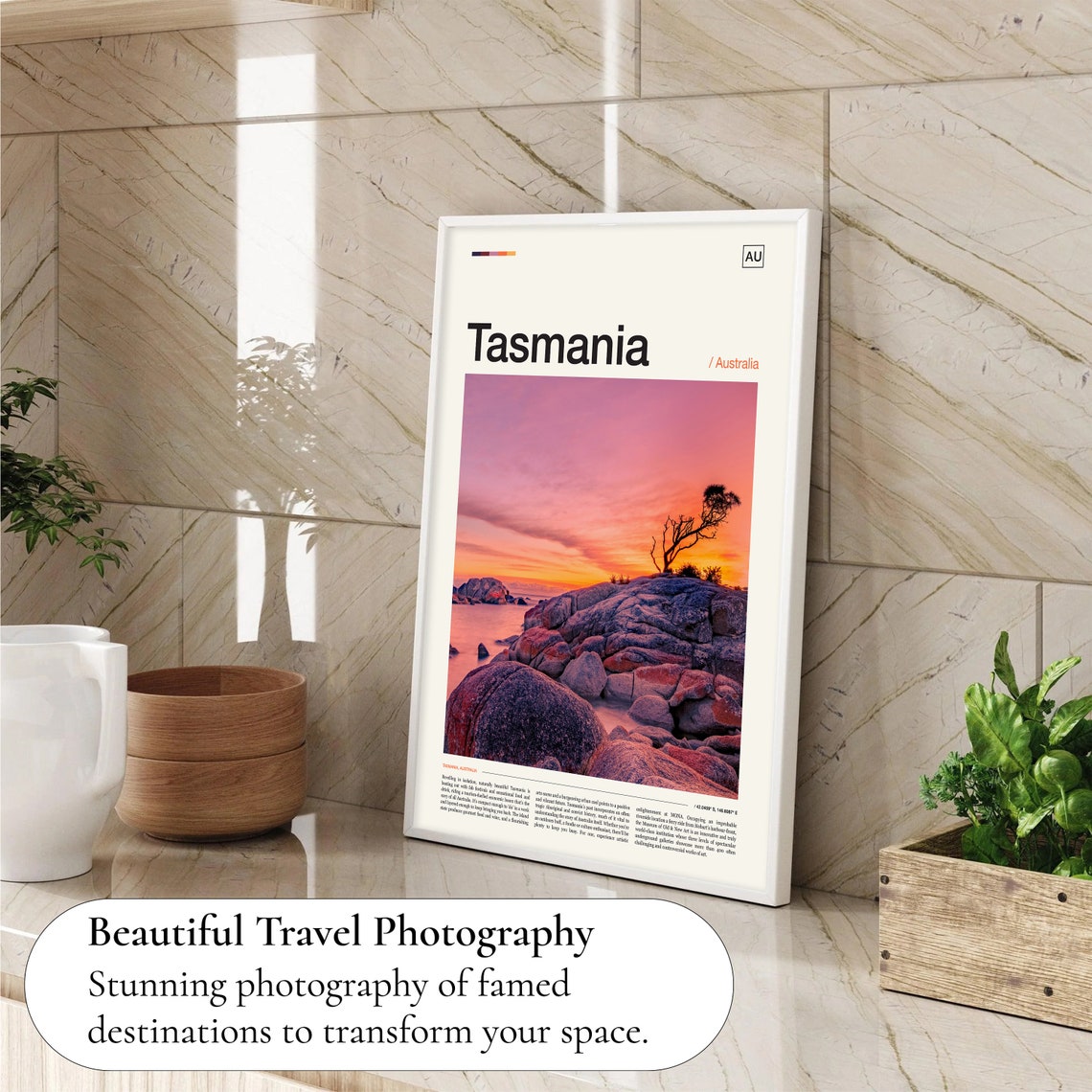 Tasmania Rocky Shoreline Sunset Australia Island Landscape Poster - Image 4